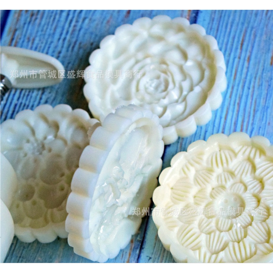 Khuôn trung thu 3 mặt hoa và quả ⚡ CAO CẤP ⚡ khuôn làm bánh trung thu gồm 1 thân nhấn+ 3 mặt khuôn