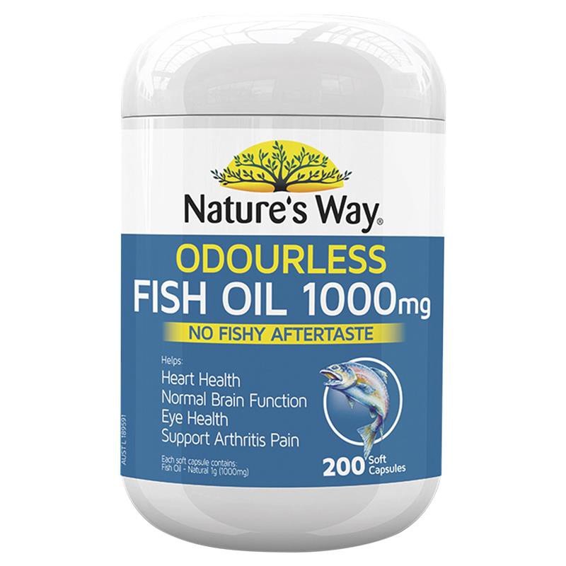 [ Khuyến Mãi] DẦU CÁ KHÔNG  MÙI - Nature’s Way Odourless Fish Oil 1000mg 200V