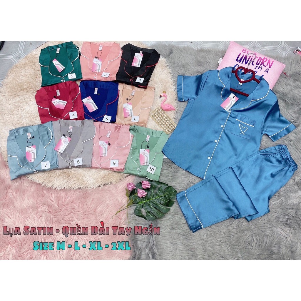 HOT - HOT - HOT - HÀNG MỚI VỀ PIJAMA LỤA SATIN CAO CẤP DÀI TAY NGẮN VIỀN TRẮNG ĐƯỢC ƯA CHUỘNG NHẤT 2020
