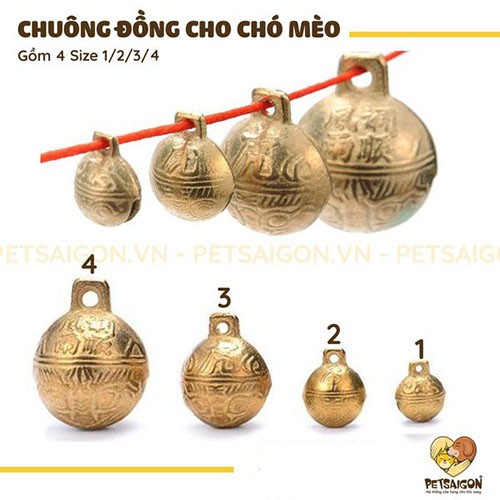 CHUÔNG MÀU ĐỒNG CHO CHÓ MÈO - LỤC LẠC TREO VÒNG CỔ