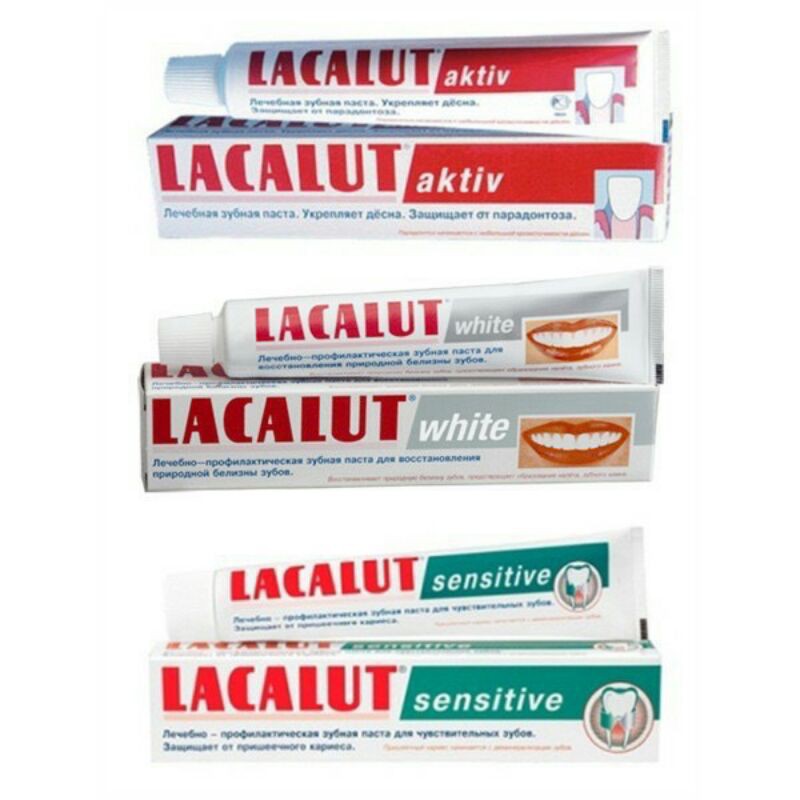 Kem đánh răng Lacalut Aktiv đỏ giảm chảy máu chân răng