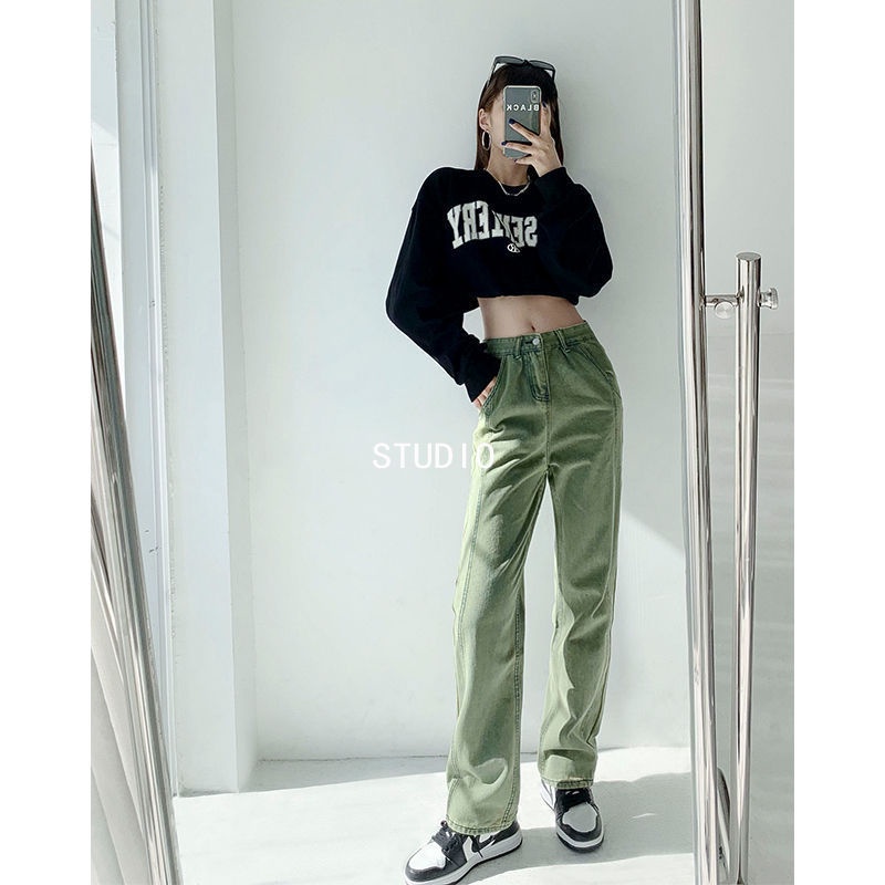 Quần Jean Ống Rộng Lưng Cao Phong Cách Thời Trang Xuân Thu Mới 2022 Dành Cho Bạn Nữ