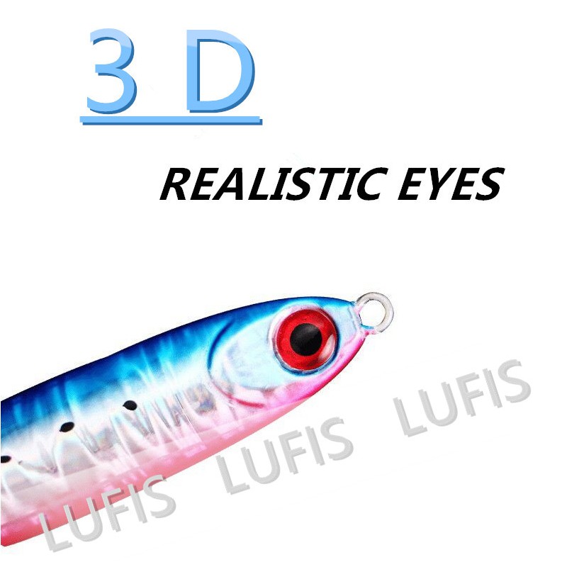 Mồi giả câu cá bằng kim loại 10g-100g hình cá mắt 3D