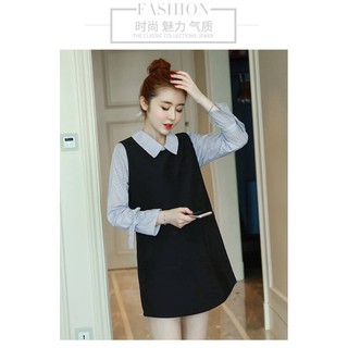 VÁY BẦU ĐEN CỔ ĐỨC NƠ TAY