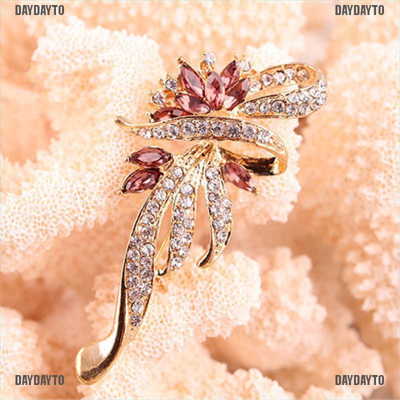 Ghim cài áo đính đá pha lê sáng bóng phong cách retro thời trang cho nữ