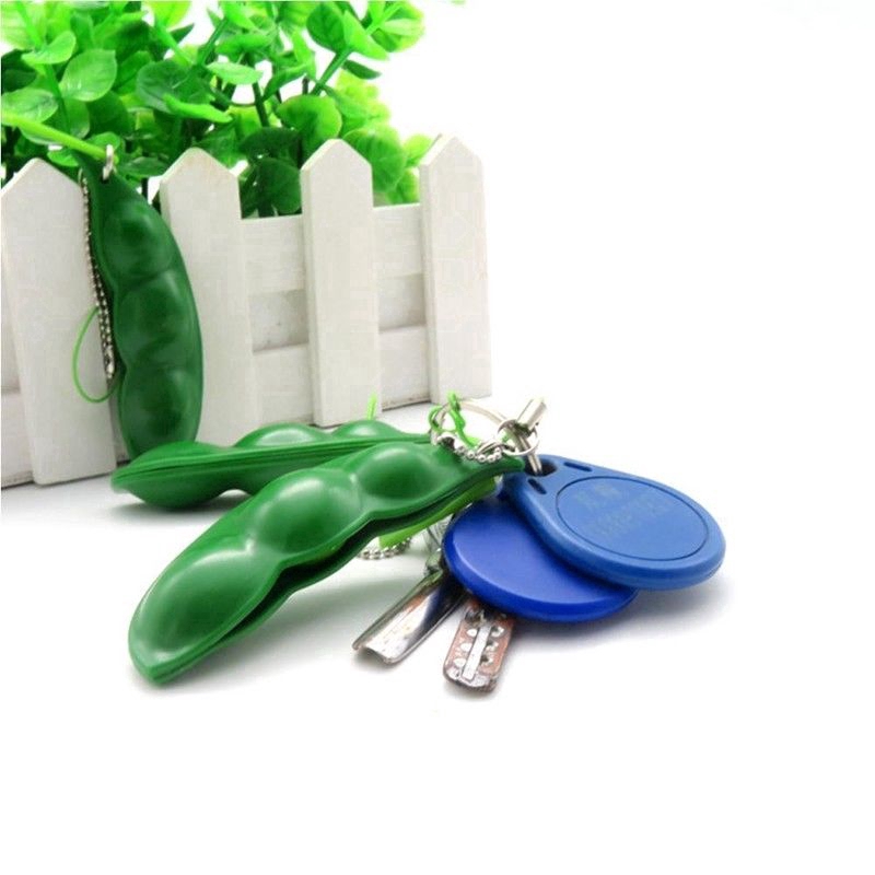 1 Pc Funny Beans Fidget Toy/ Relief Stress Edamame Toys/ Peas Beans Pendant Keychain/ Squishy Squeeze Ball Cute Toys Key Ring