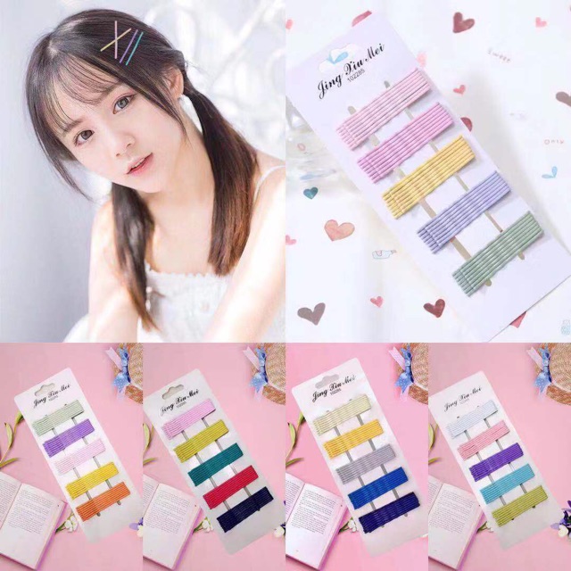 Vỉ 40 kẹp tăm cầu vồng nhiều màu, kẹp tóc hàn quốc pastel Gusshop