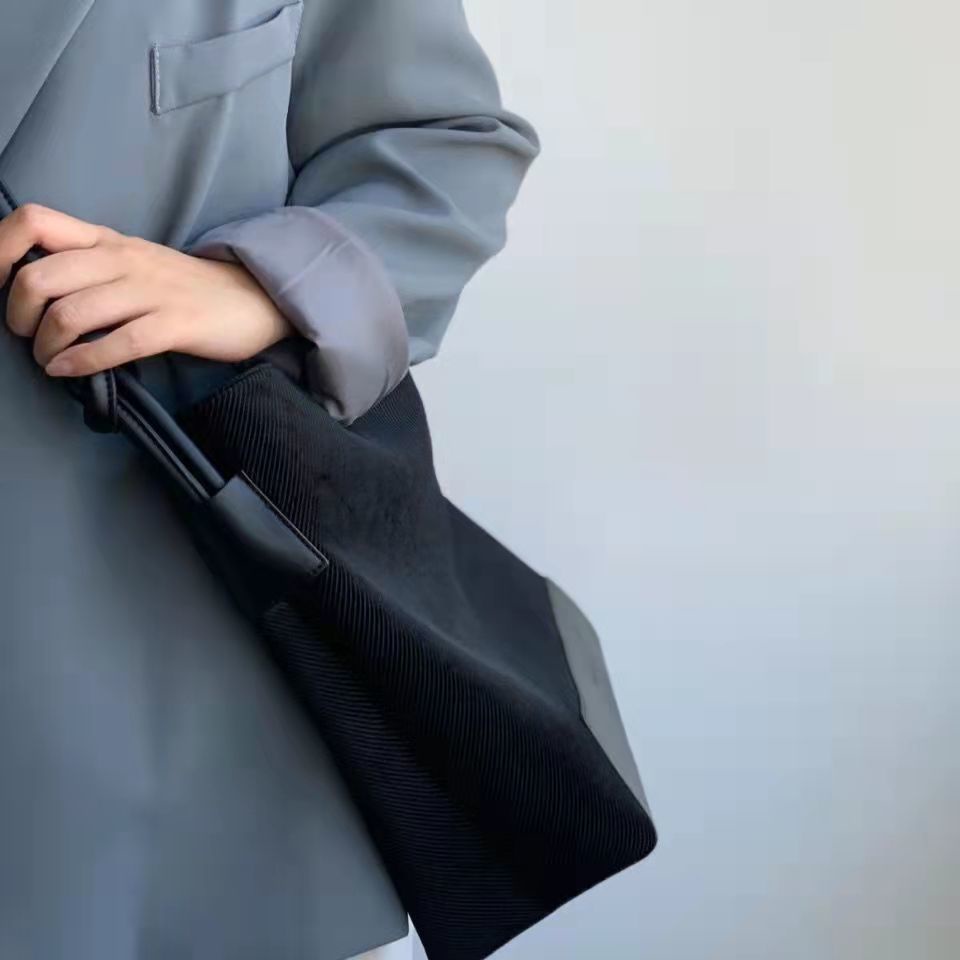 Túi Tote Đeo Chéo Vải Nhung Kẻ Cỡ Lớn Thời Trang Cho Nữ