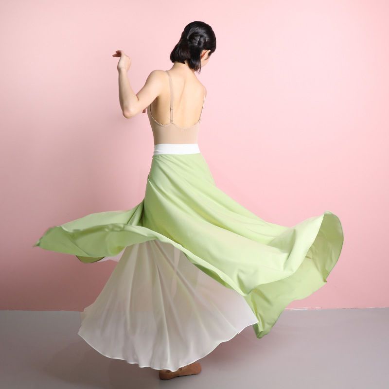 [M &amp; E] Chân Váy Xòe Hai Mặt Thắt Dây Nửa Thanh Lịch Khiêu Vũ Cổ Điển 720 Độ