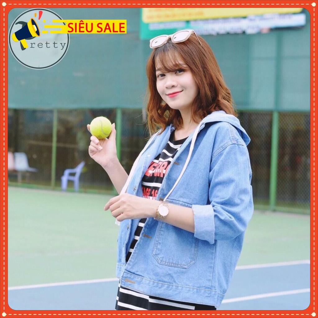 Áo khoác jean Nữ cao cấp phối nón và túi hộp lớn sành điệu - Hot Trend 2020