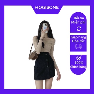 [Hàng Cao Cấp Loại 1] Chân Váy Nhung Nữ Khuy Lệch Tà Dáng Chữ A Chất Liệu Nhung Tăm Cao Cấp HOGISONE (CD131)