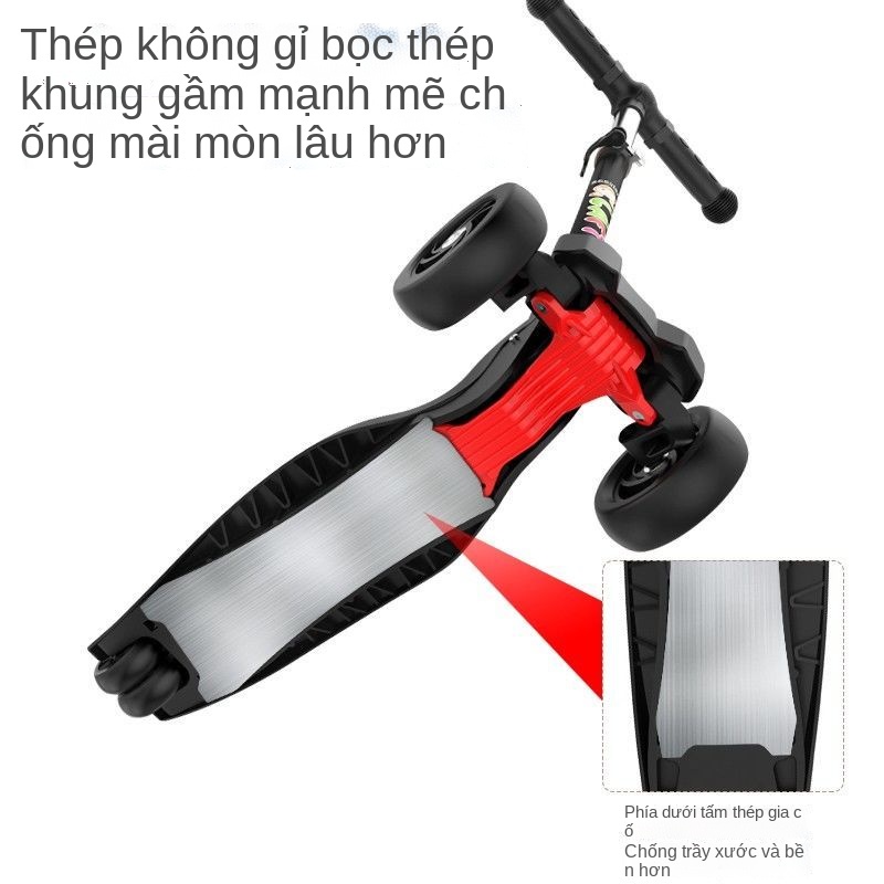 ☊✖Scooter trẻ em từ 2 đến 14 tuổi trẻ em 2 ba hoặc bốn bánh gấp nhấp nháy monopod Scooter xe tay ga xe tay ga