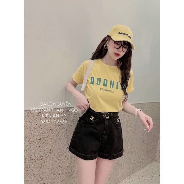 Quần short jean túi