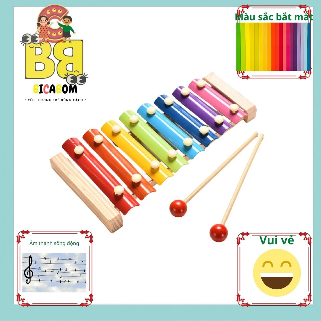 Đồ chơi giáo dục sớm cho bé đàn xylophone 8 thanh Bicabom Bc17