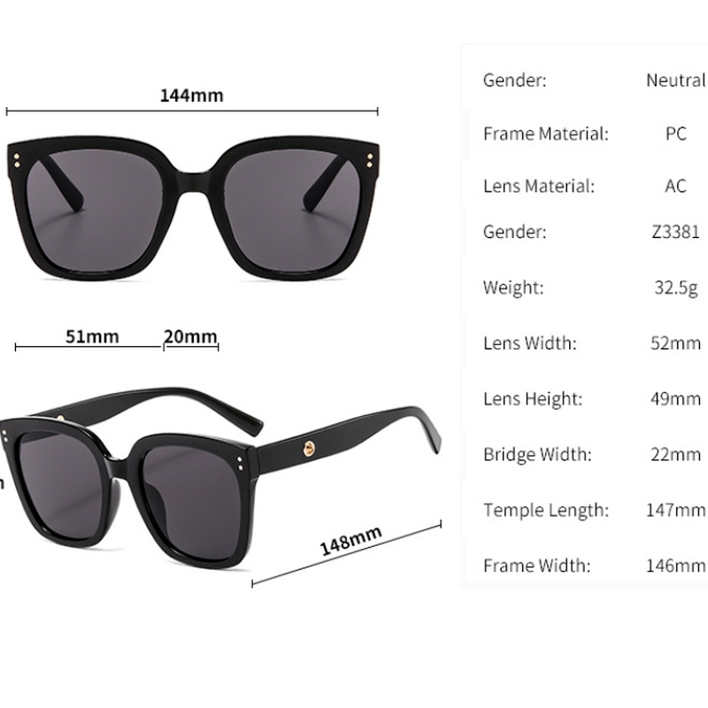 Kính mát gọng chữ nhật 100% chống tia UV thời trang dành cho cả nam và nữ