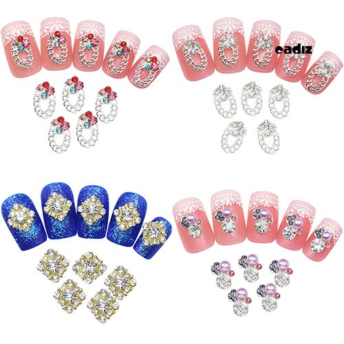 Bộ 10 Phụ Kiện Trang Trí Móng Tay Nghệ Thuật Bằng Hợp Kim Đính Đá Pha Lê Xinh Xắn DIY
