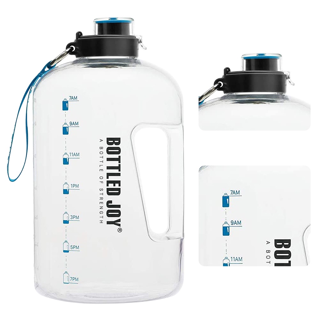 [Choosewho1] 1 Gallon Water Bottle with Time Marker Reminder Leak-Proof Large Drinking Jug for Sports Camping