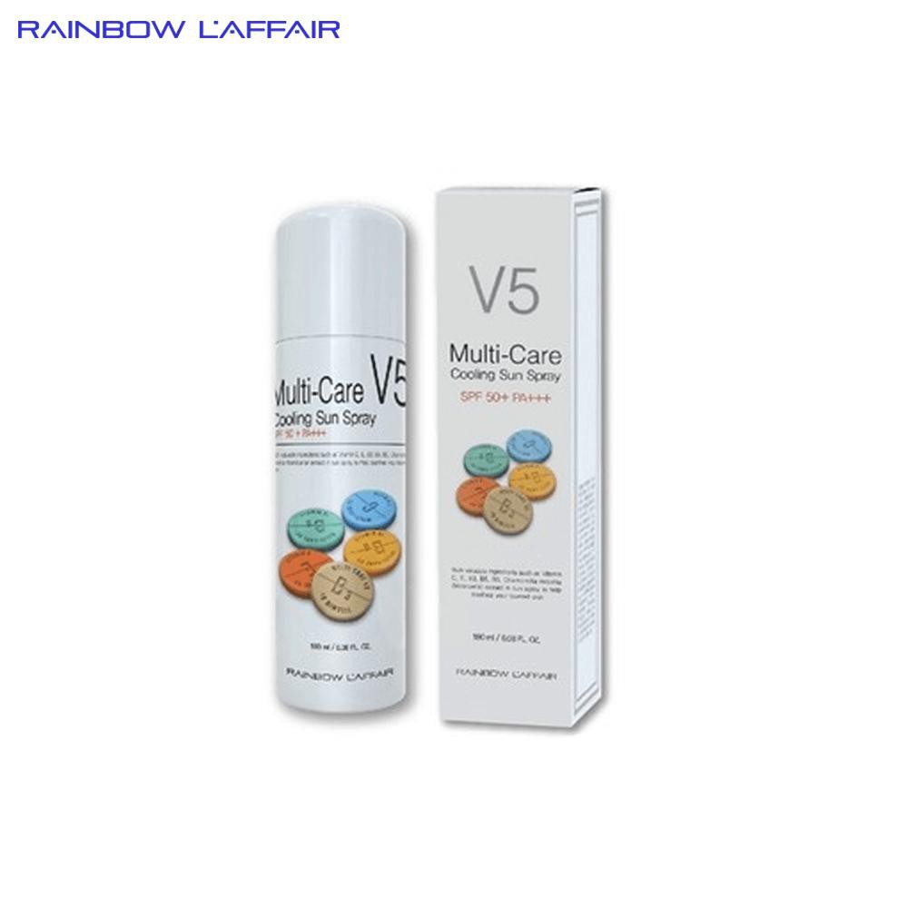 Xịt chống nắng thế hệ mới lai hóa học và vật lý Rainbow L'affair Multi-Care V5 Cooling Sun Spray SPF50+ 180 ml