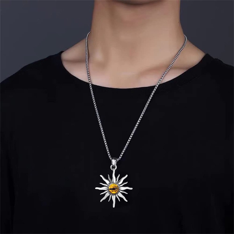 Dây chuyền RINHOO thép titan mặt kiểu con mắt mặt trời độc đáo thời trang dành cho cả nam và nữ