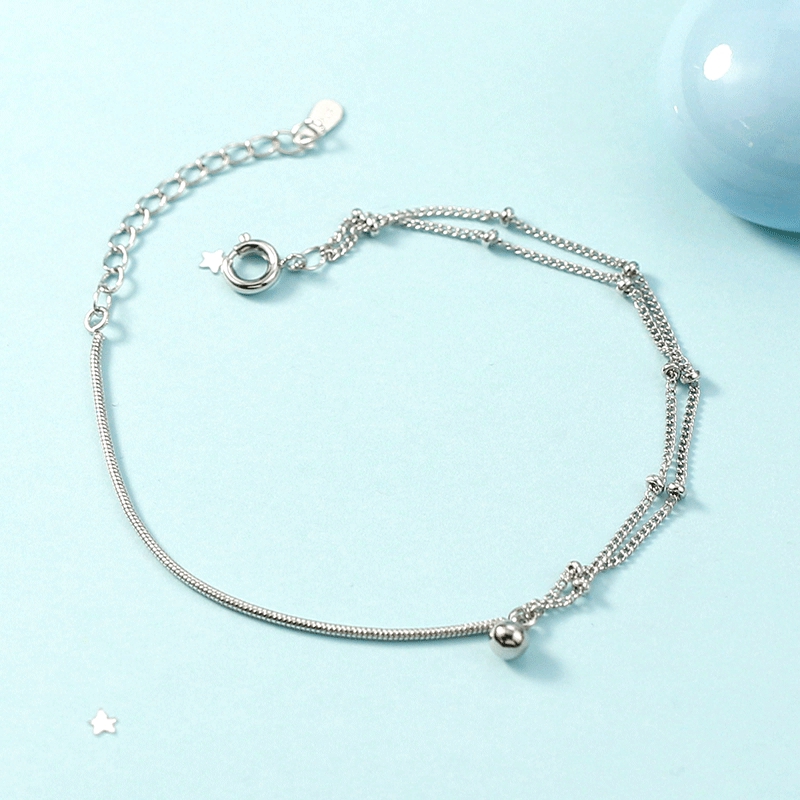 Vòng tay bằng bạc nhiều sợi thiết kế chuỗi hạt đơn giản xinh xắn | BigBuy360 - bigbuy360.vn