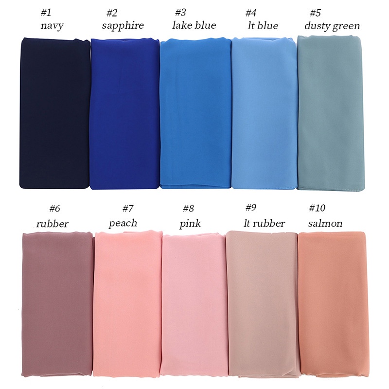 1 Khăn Trùm Đầu Hijab Hồi Giáo Bằng Vải Chiffon Trơn Chất Lượng Cao