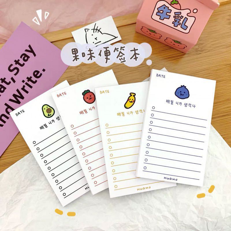 Giấy note ghi chú to do list trái cây phong cách Hàn Quốc N11 Taro Stationery