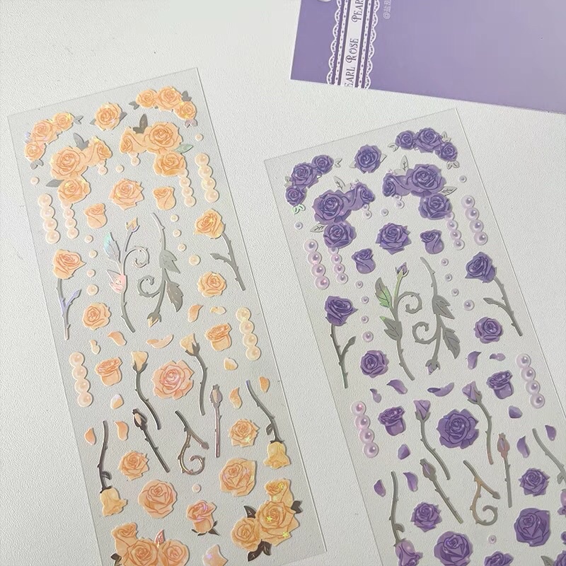 Sticker pearl rose_hình dán trang trí top,card