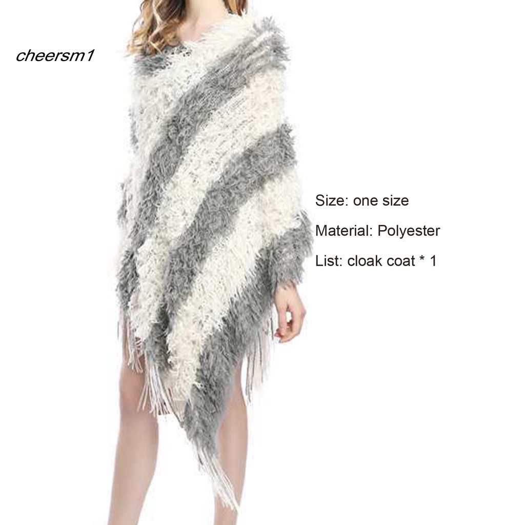 Áo choàng dệt kim dáng rộng màu sắc tương phản thanh lịch
 | BigBuy360 - bigbuy360.vn