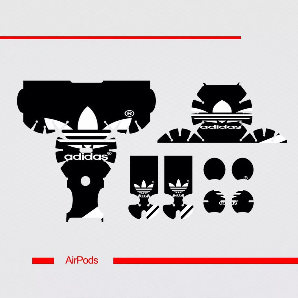 Miếng dán skin AirPods, miếng dán hình Adidas đen - Mã: Das1005
