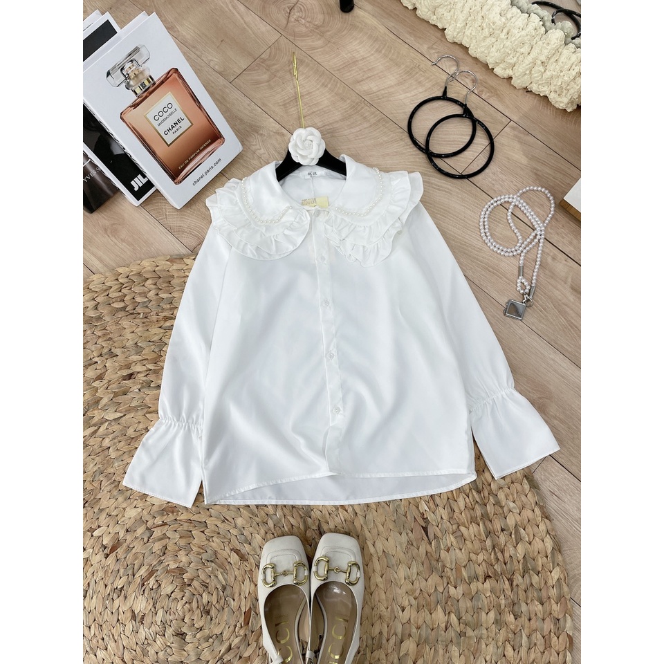 [HÀNG MỚI] 🎀 Áo sơmi cổ sen kép đính ngọc 🎀 | BigBuy360 - bigbuy360.vn
