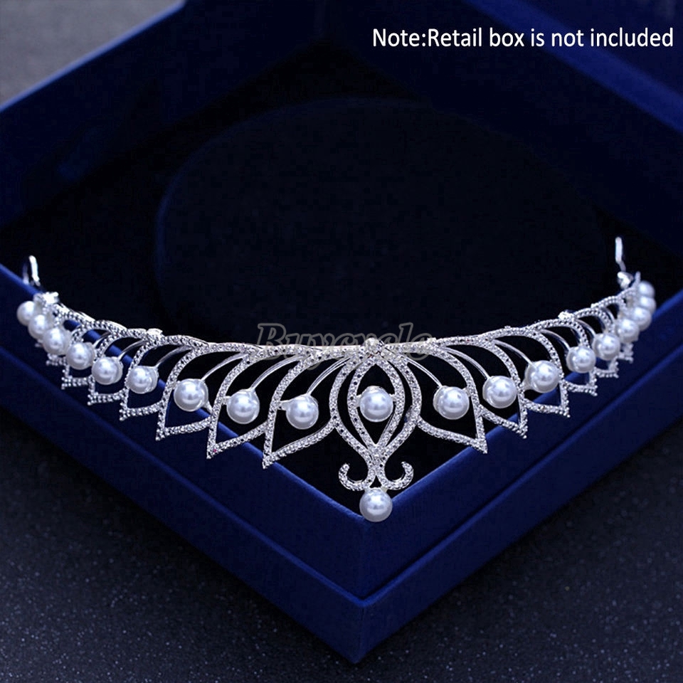 Băng Đô Cài Tóc Hình Vương Miện Đính Ngọc Trai