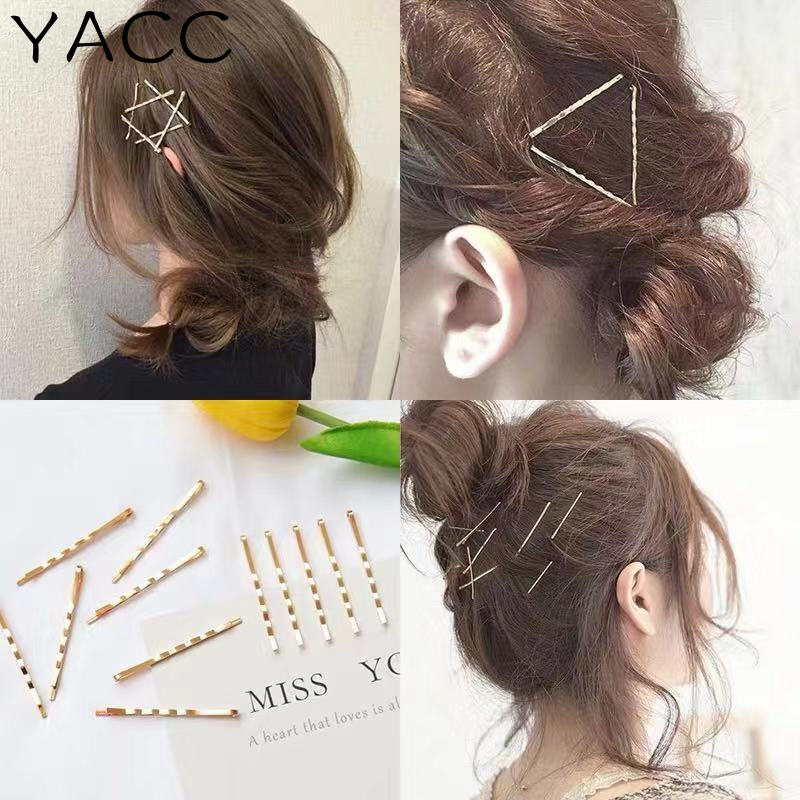 Kẹp tóc kim loại dạng gợn sóng màu vàng thời trang cho nữ