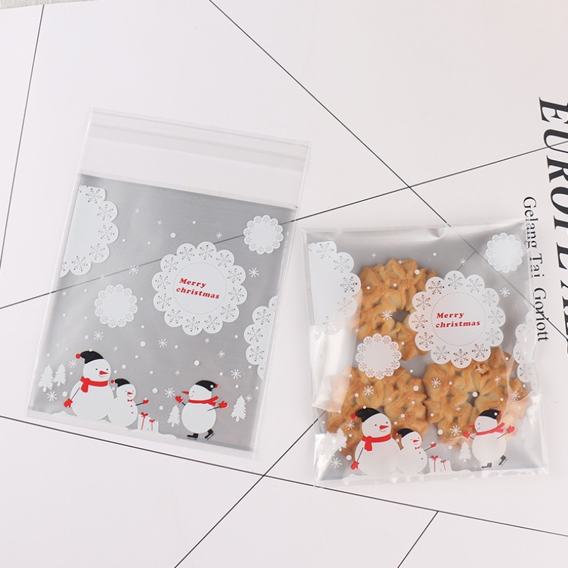 Set 100 túi đựng bánh kẹo in họa tiết giáng sinh dễ thương