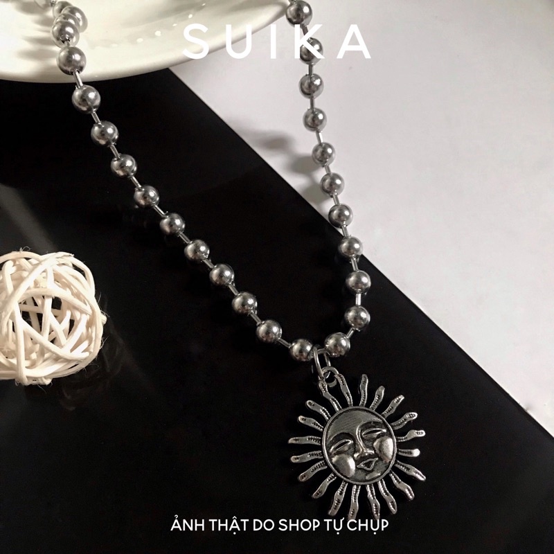 (ẢNH THẬT) Dây Chuyền Ball Chain 6li Inox Vòng Cổ Charm Mặt Trời Suika.Acc