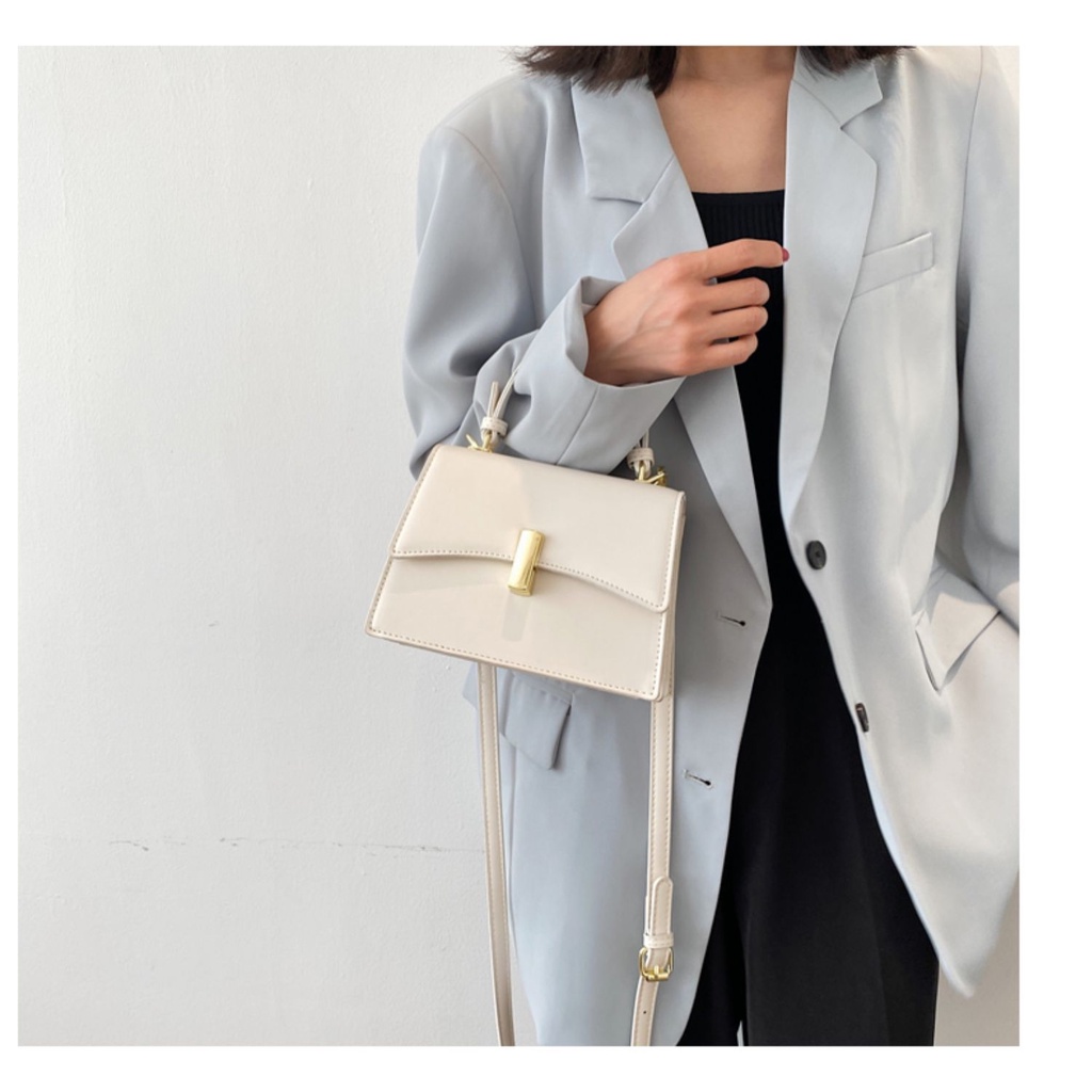 Túi xách đeo chéo nữ da cao cấp khóa chữ nhật cầm tay đeo chéo thời thượng dây đeo tùy chỉnh Solin T23