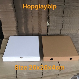 HỘP GIẤY CARTON ĐỰNG BÁNH PIZZA SIZE 26X26X4CM NHIỀU MÀU