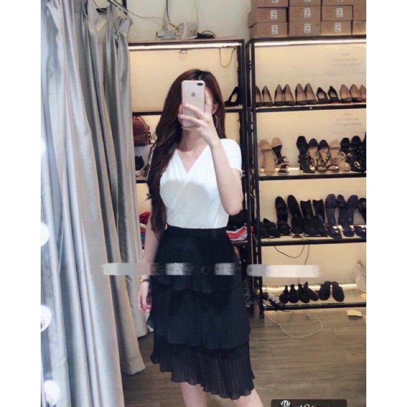 Chân váy xòe von 3 tầng dài 66cm, Chân váy tầng dáng dài CV1267 - NhiNhiShop | BigBuy360 - bigbuy360.vn