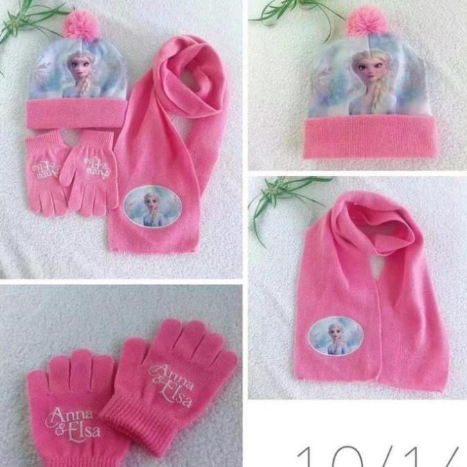 SIÊU SALE Set khăn mũ bộ cho bé gái, khăn len, mũ len hình công chúa siêu xinh - salee