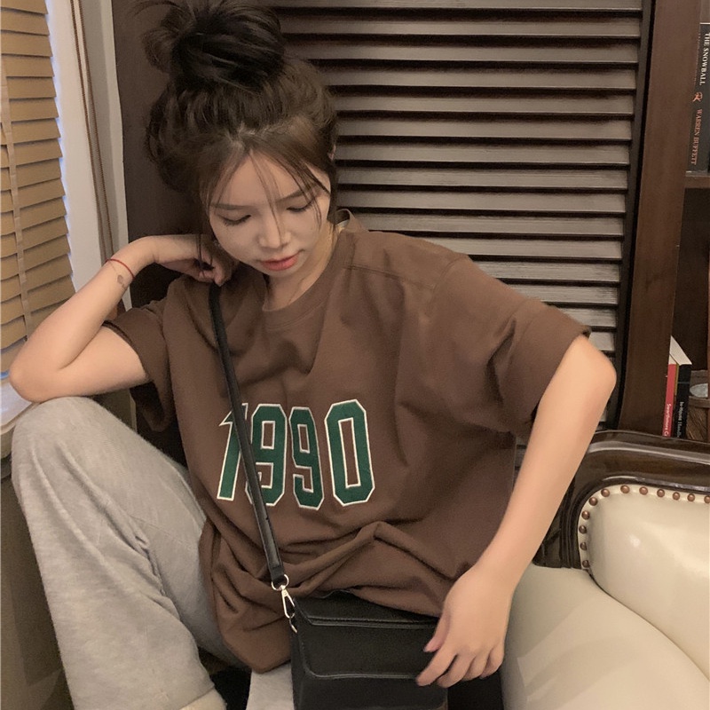 Áo thun SUXI tay ngắn cổ tròn in họa tiết chữ đơn giản dễ phối đồ thời trang mùa hè năng động cho nữ