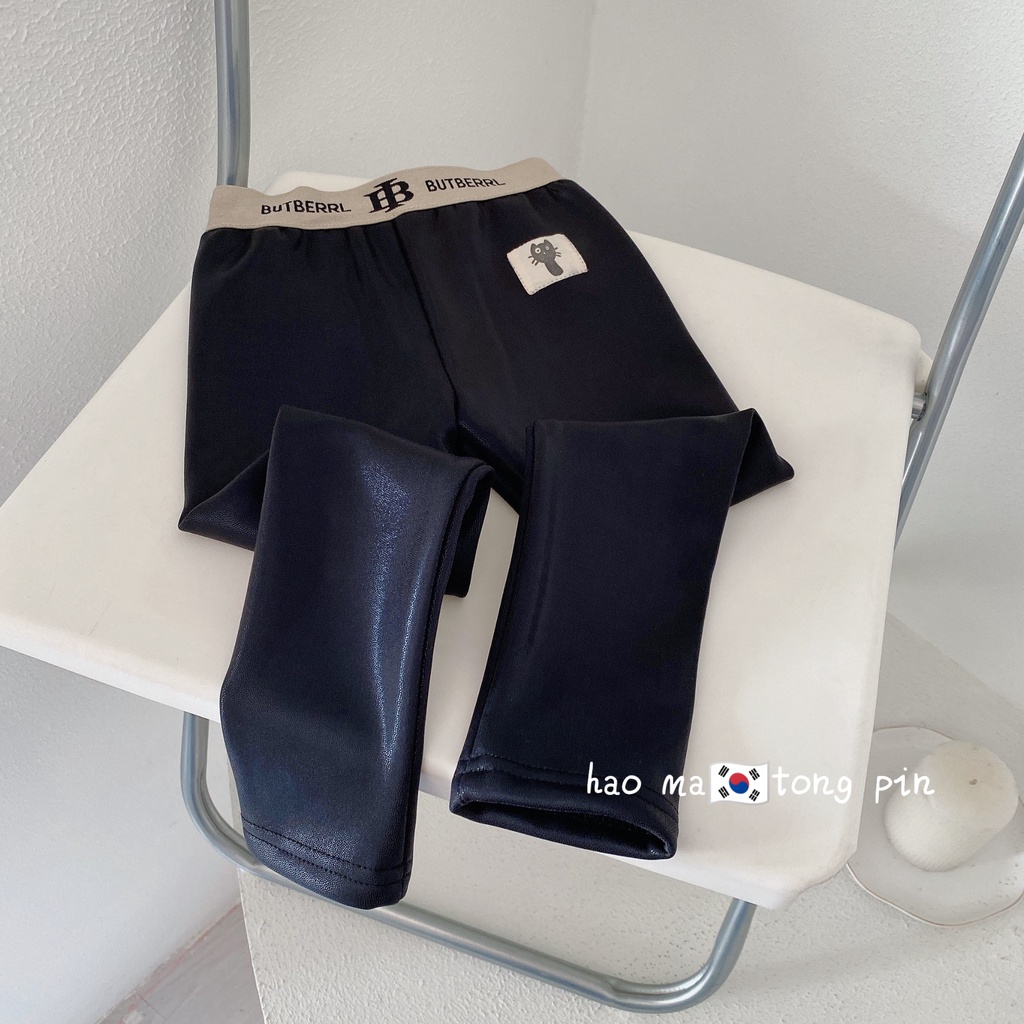 Quần legging lót lông cừu dày in họa tiết hoạt hình dễ thương thời trang mùa đông cho bé gái