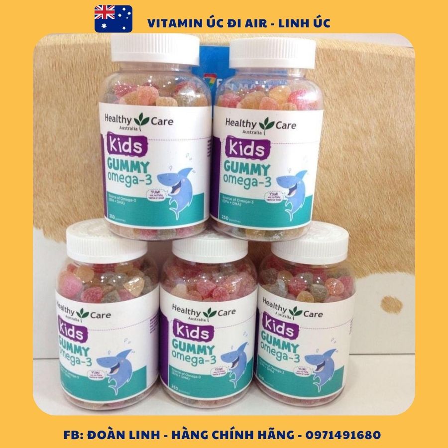 Kẹo Dẻo Dha Cho Bé Từ 2 Tuổi Healthy Care Gummy Omega 3, Hàng chuẩn Úc,  Hỗ Trợ Mắt Sáng, Thông Minh