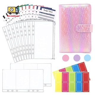 Sổ tay A6 bìa da PU bìa 6 vòng khóa kéo bỏ túi