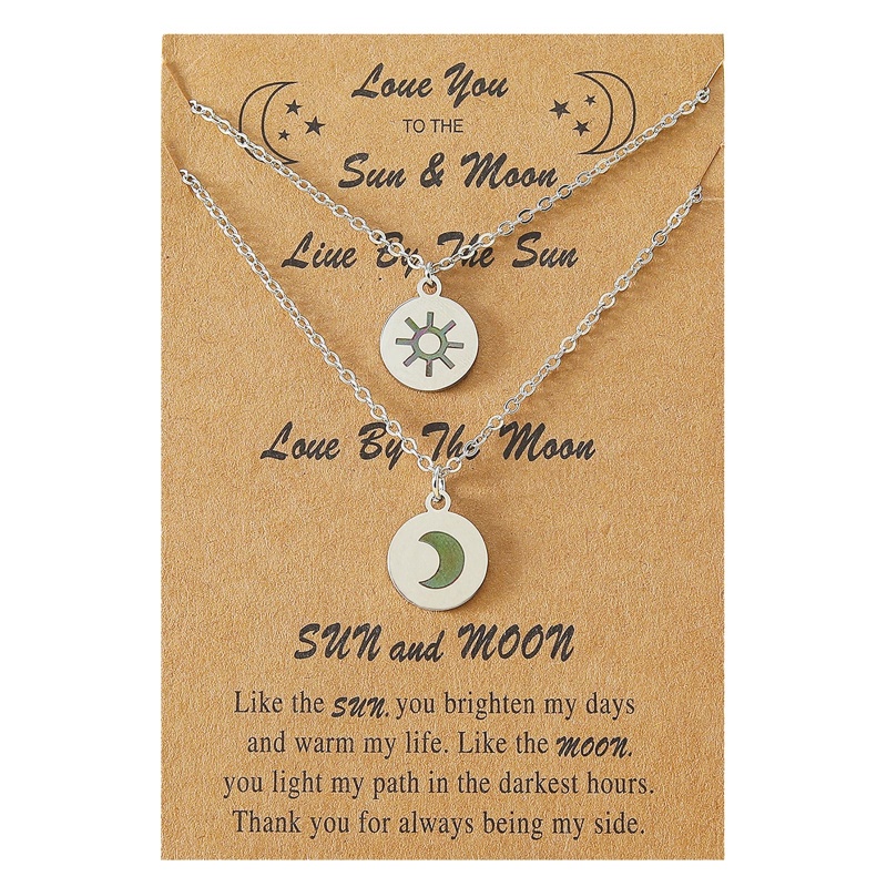 Vòng cổ Tình Bạn Mặt Trăng Và Mặt Trời Bằng Thép Không Gỉ