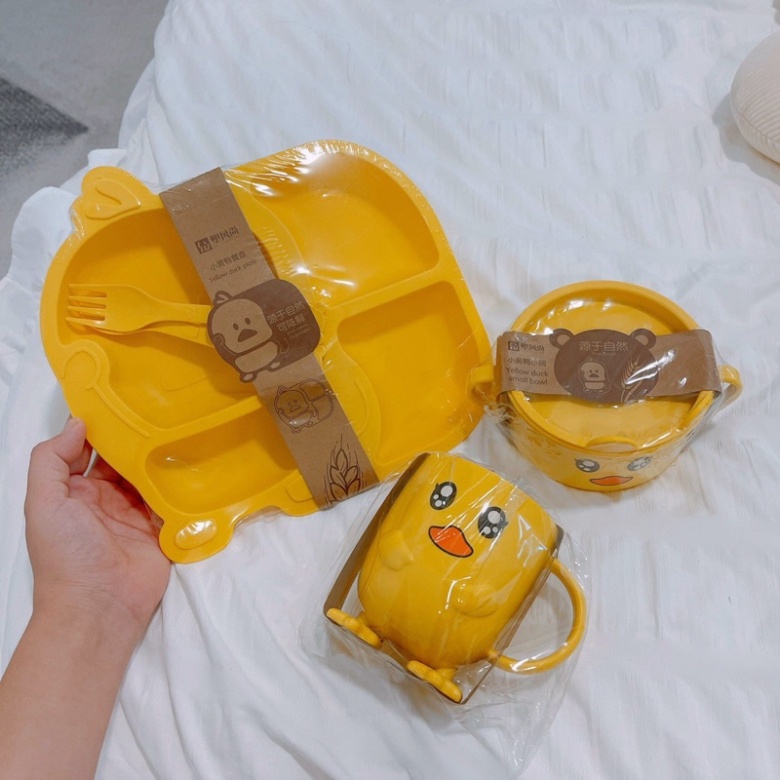 Bộ Khay Cơm Vịt Vàng Kèm Cốc Thìa - Bát Vịt