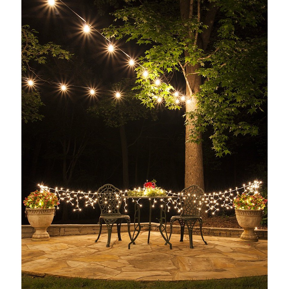 Đèn dây ngoài trời 10M 15 đui (dây loại 1 tròn lớn) chưa bóng