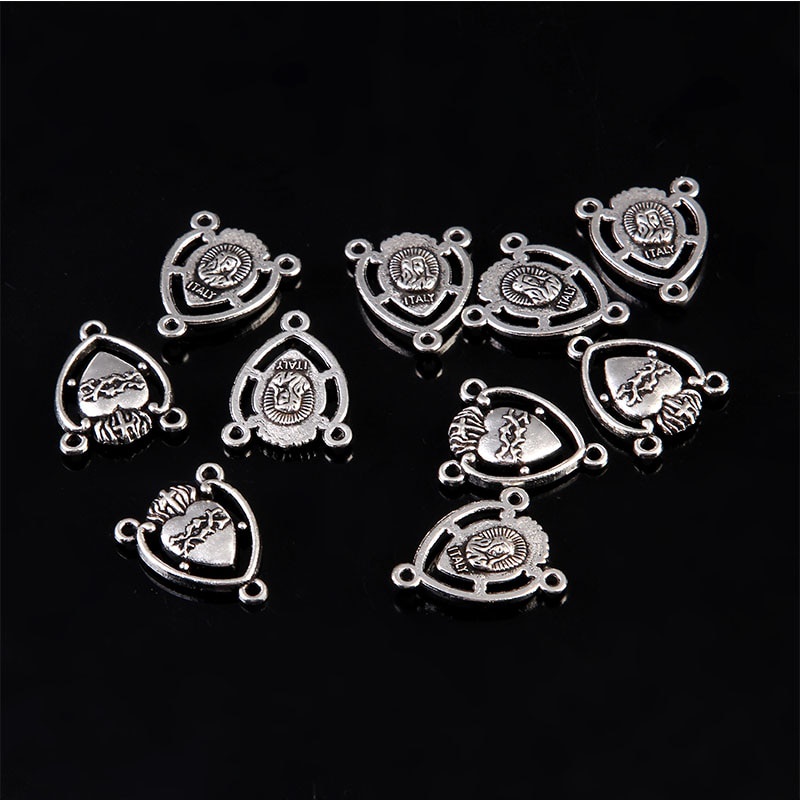 Set 10 Trái Tim Ba Lỗ Maria Medal, Mexico Milagro Lửa Rosary