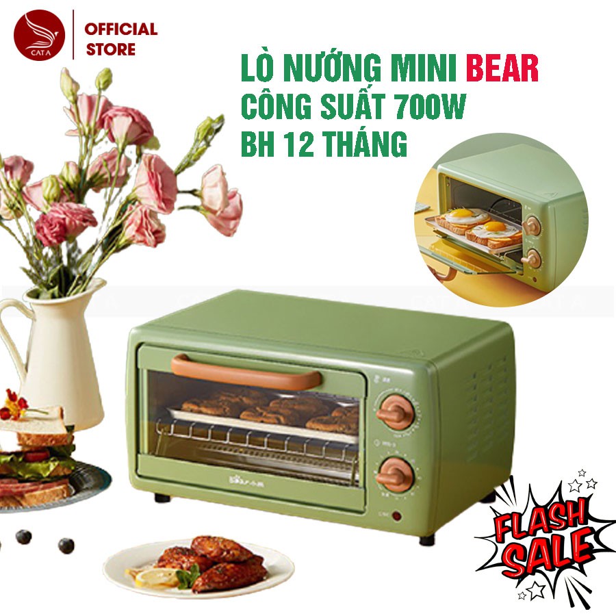 Lò nướng Mini BEAR DKX- C10J1 màu xanh mint, công suất 700W phù hợp gia đình nhỏ- BH 12 THÁNG!