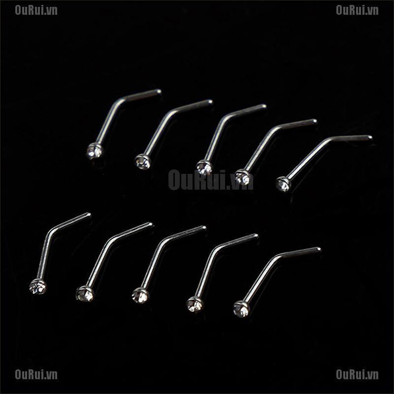 Bộ 10 Khuyên Xỏ Cơ Thể Bằng Thép Không Gỉ Lấp Lánh