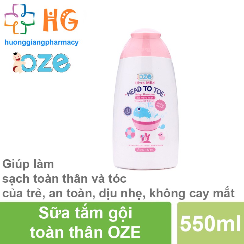 Sữa tắm gội trẻ em OZE Ultra Mild Head To Toe - Giúp làm sạch toàn thân và tóc của trẻ, an toàn, dịu nhẹ, không cay mắt