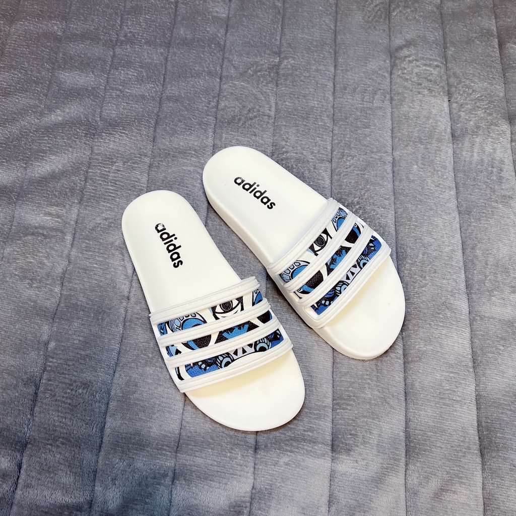 FREE SHIP Dép A.D.I.D.A.S 3 sọc họa tiết mắt kì lân xanh đế kép 2 lớp chống trơn chống trượt